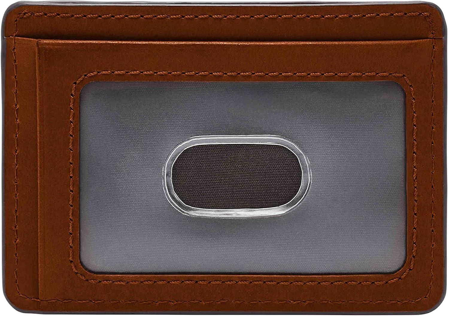 imageFossil Mens Leather Slim Minimalist Card Case Front Pocket WalletEverett Brown