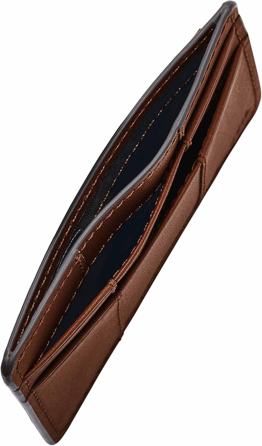 imageFossil Mens Leather Slim Minimalist Card Case Front Pocket WalletEverett Brown