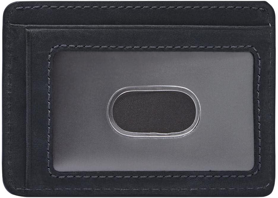 imageFossil Mens Leather Slim Minimalist Card Case Front Pocket WalletEverett Midnight Navy