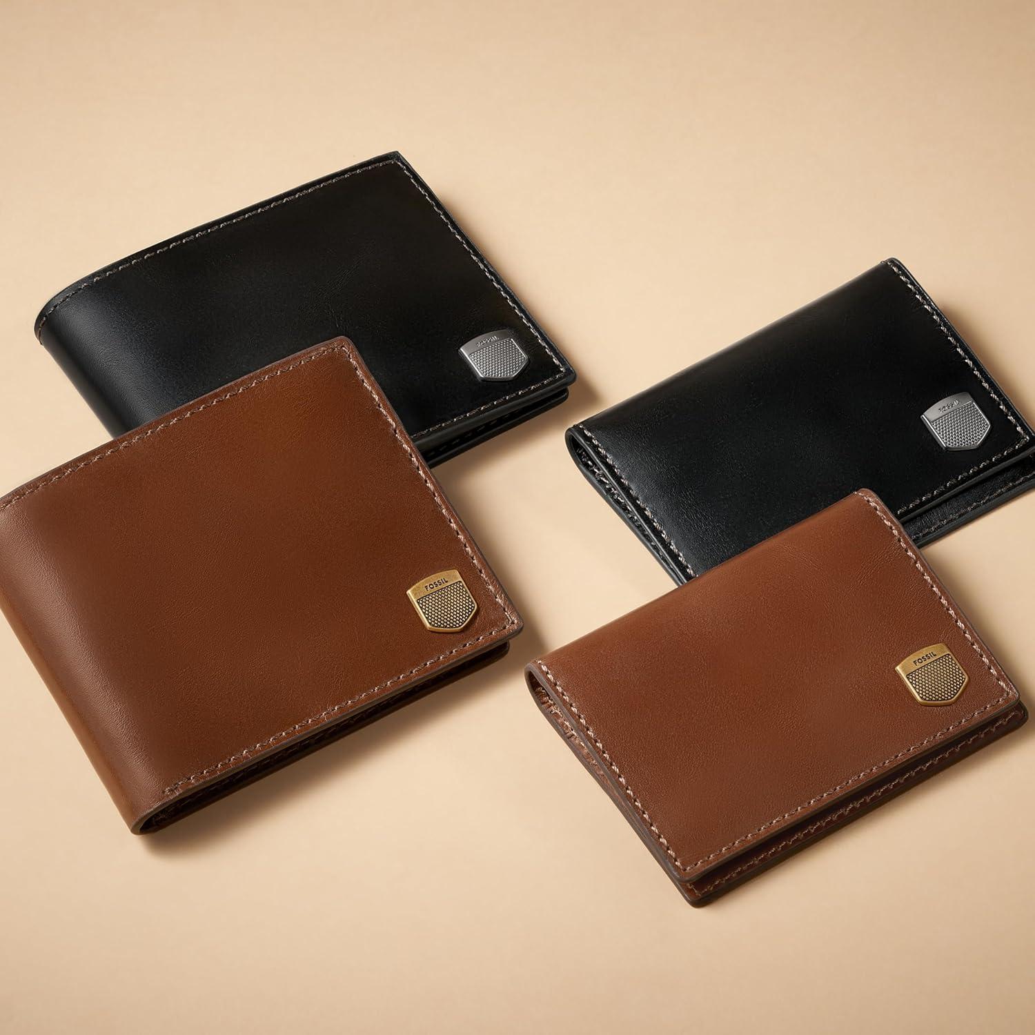 imageFossil Mens Leather Slim Minimalist Card Case Front Pocket WalletHayes Black