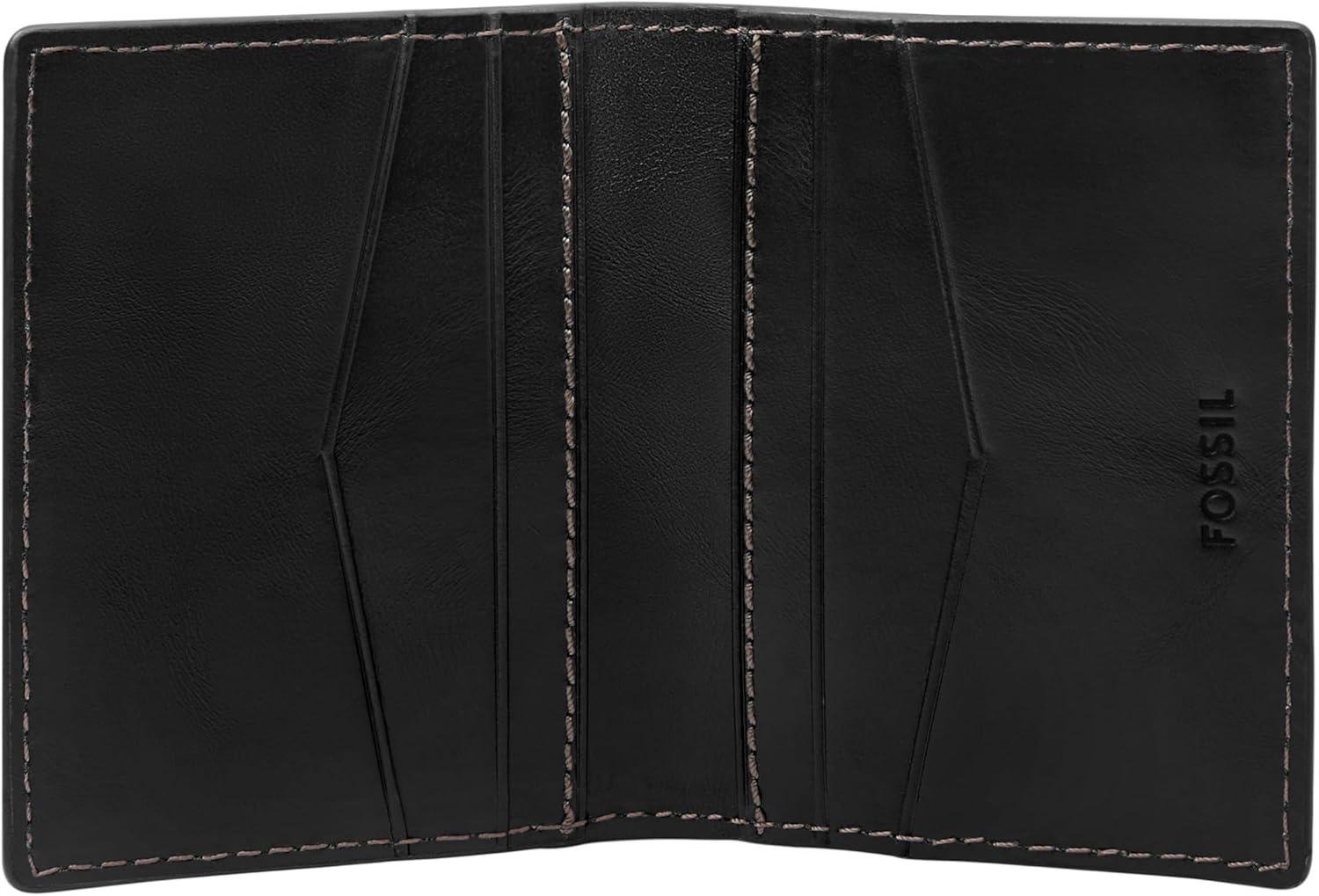 imageFossil Mens Leather Slim Minimalist Card Case Front Pocket WalletHayes Black