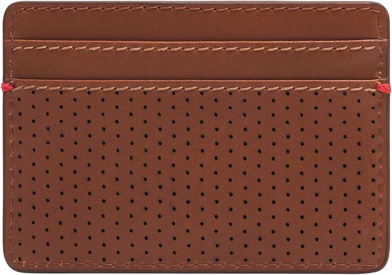 imageFossil Mens Leather Slim Minimalist Card Case Front Pocket WalletSport Tourer Brown