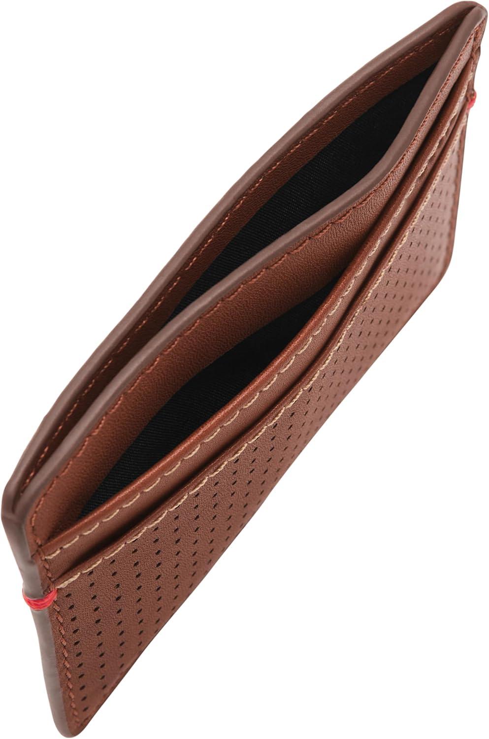 imageFossil Mens Leather Slim Minimalist Card Case Front Pocket WalletSport Tourer Brown