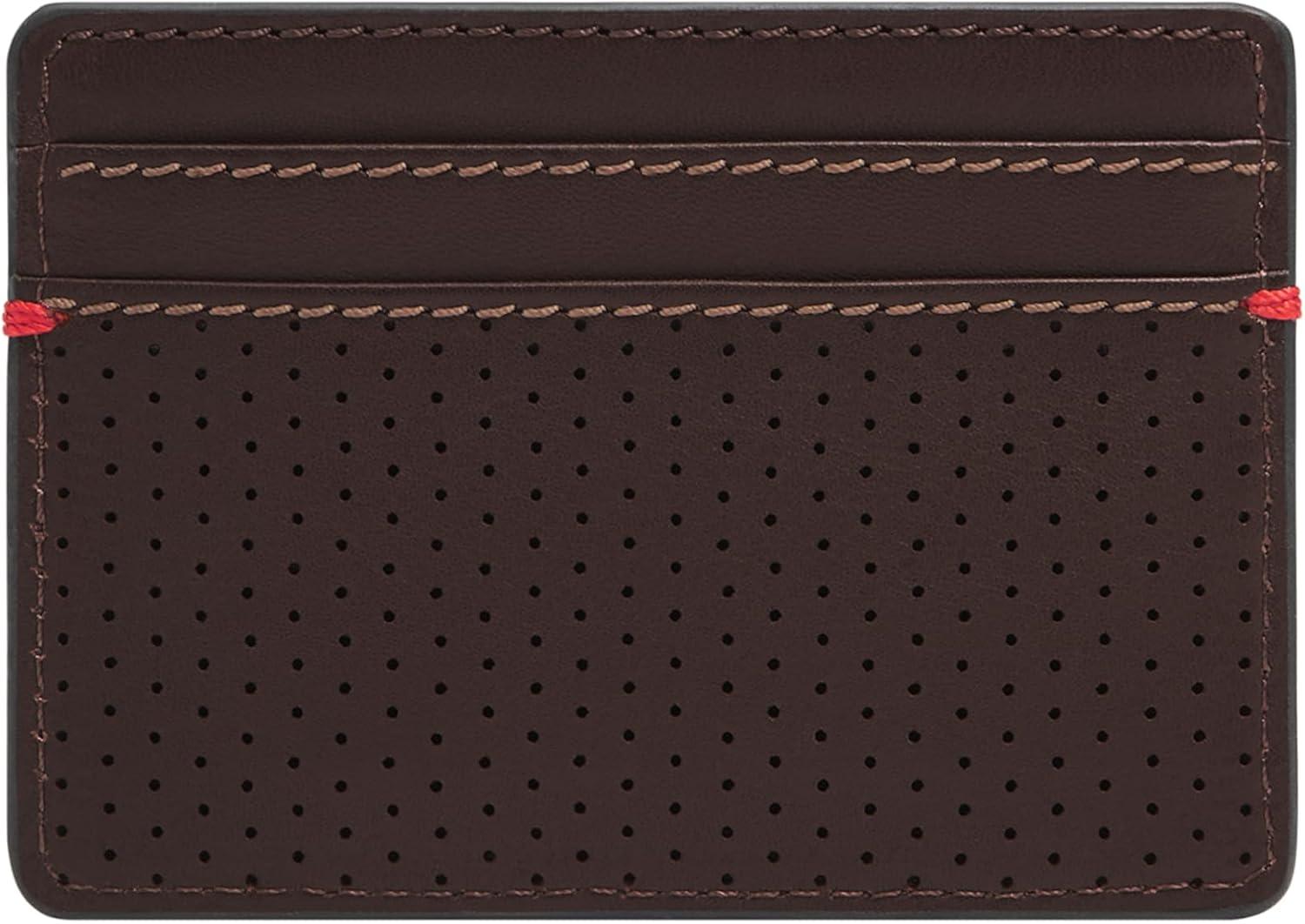 imageFossil Mens Leather Slim Minimalist Card Case Front Pocket WalletSport Tourer Mink Brown