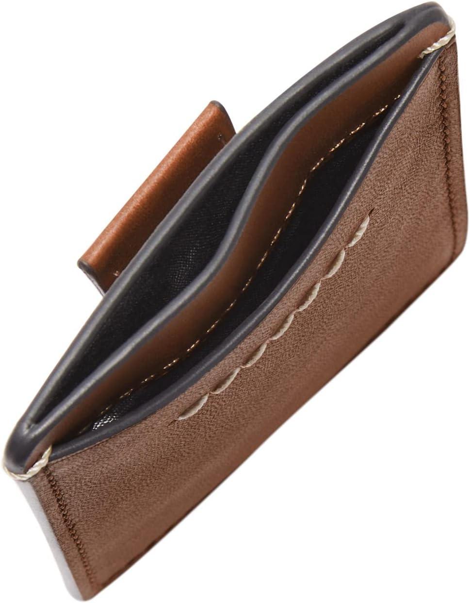 imageFossil Mens Leather Slim Minimalist Card Case Front Pocket WalletWestover Brown
