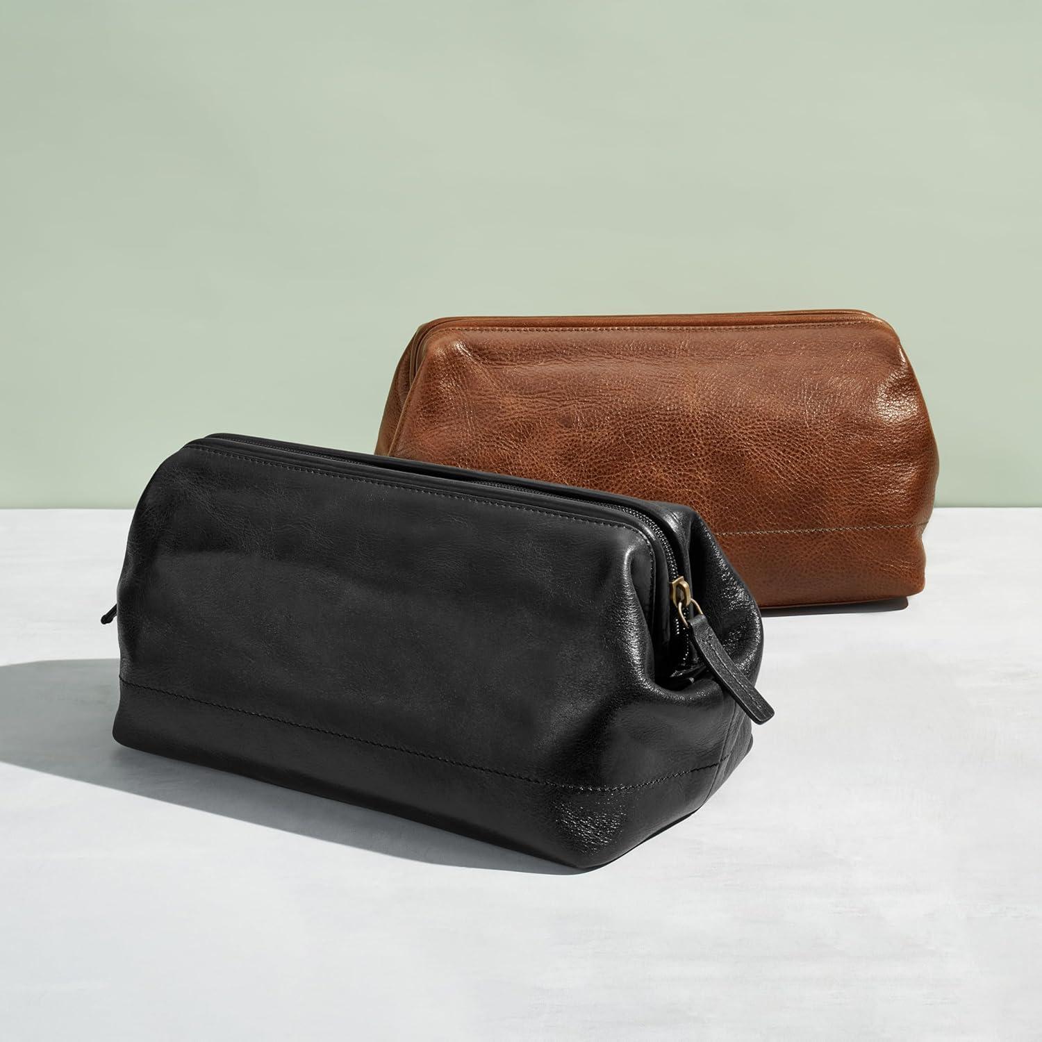 imageFossil Mens Leather Travel Shave Dopp KitBlack