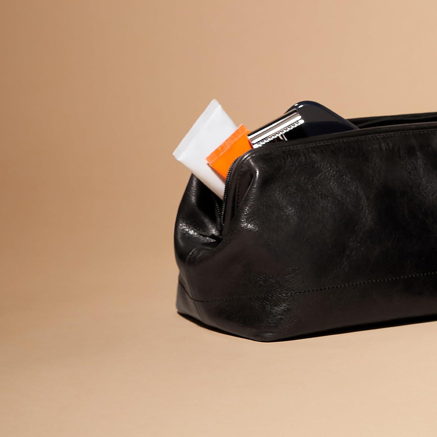 imageFossil Mens Leather Travel Shave Dopp KitBlack