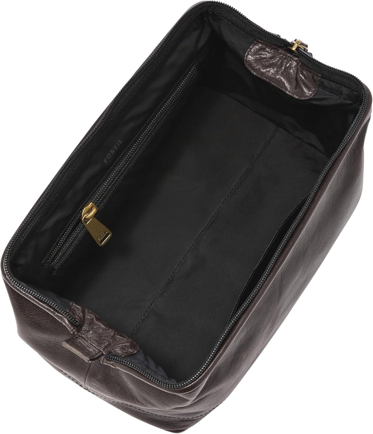imageFossil Mens Leather Travel Shave Dopp KitBlack