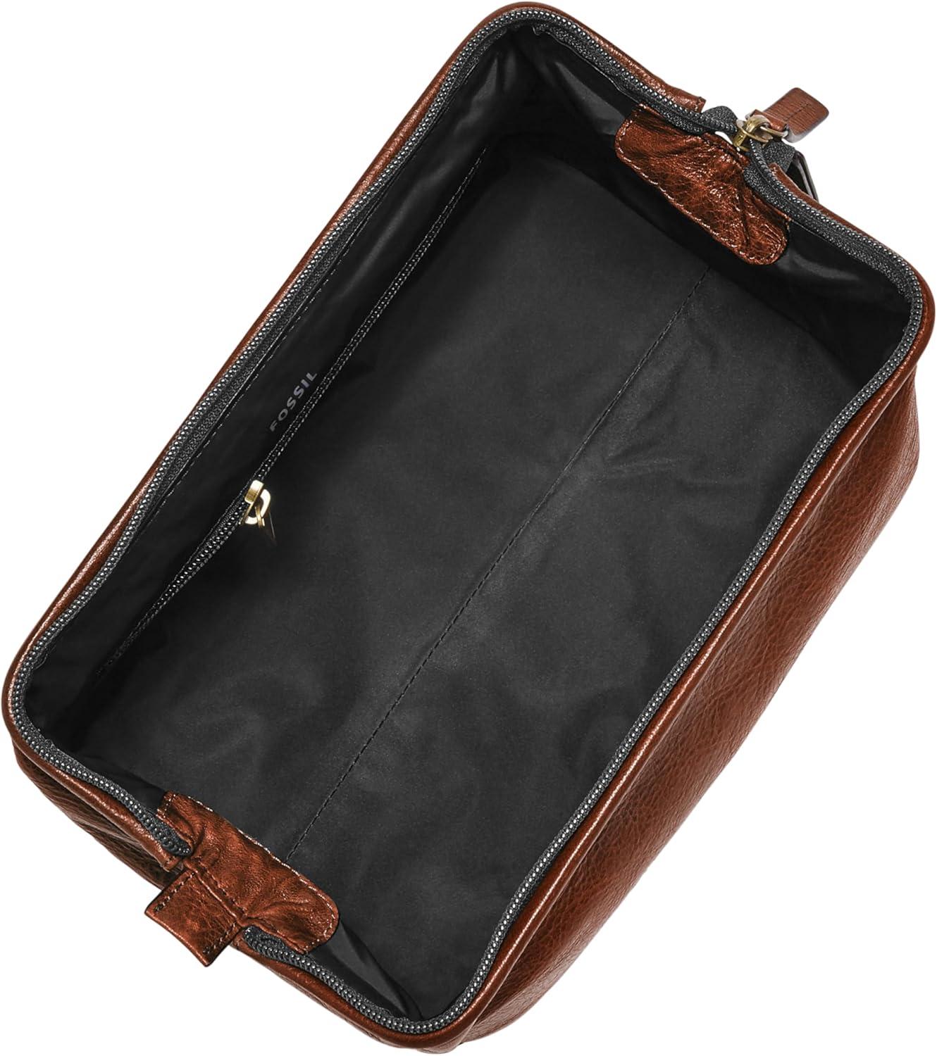 imageFossil Mens Leather Travel Shave Dopp KitCognac