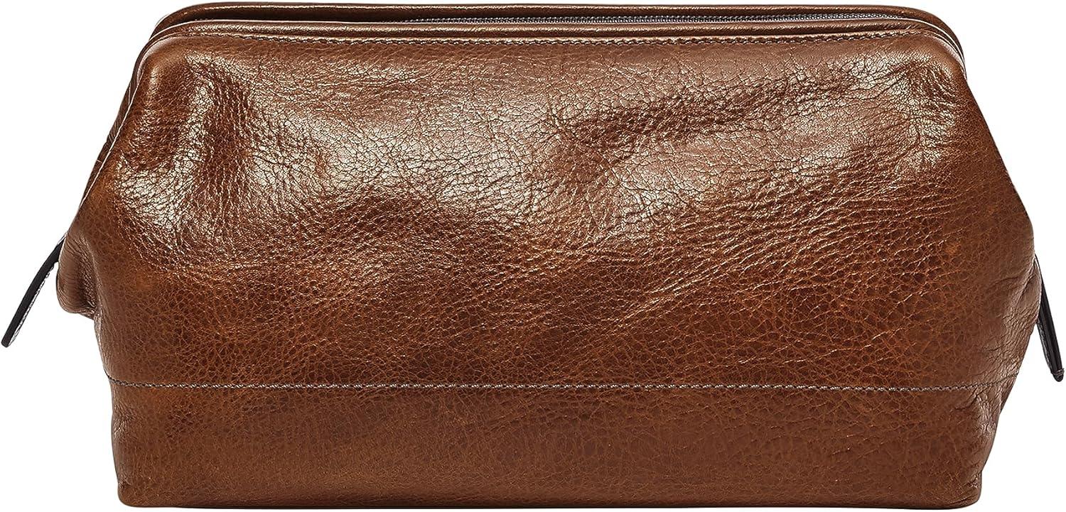 imageFossil Mens Leather Travel Shave Dopp KitCognac