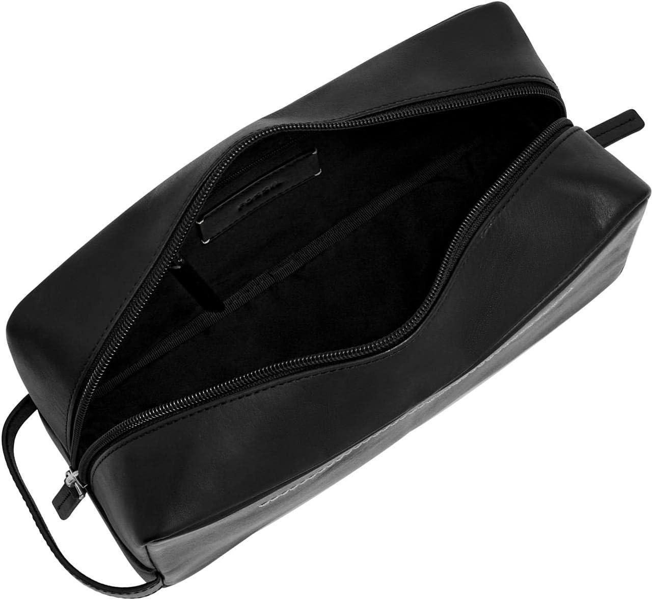 imageFossil Mens Leather Travel Shave Dopp KitWestover Black