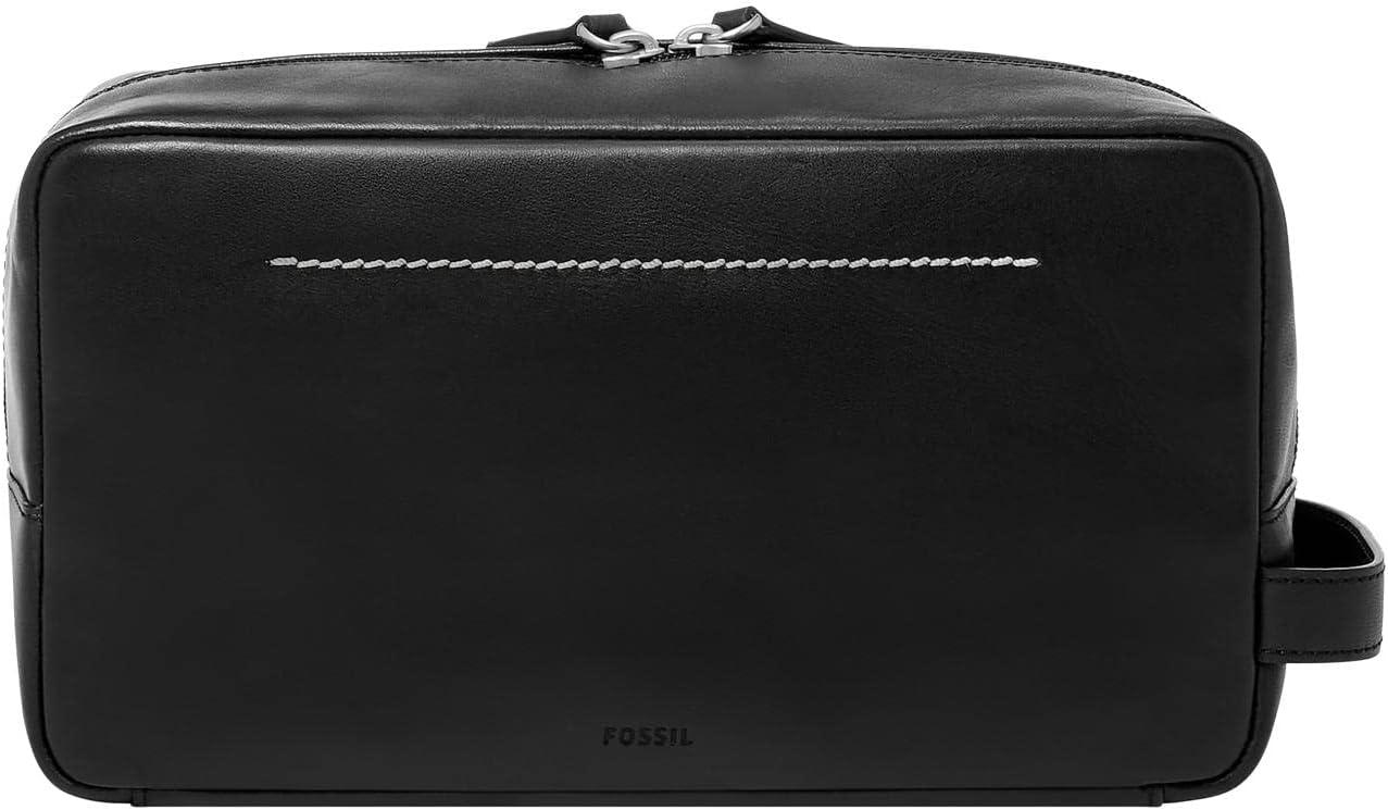 imageFossil Mens Leather Travel Shave Dopp KitWestover Black
