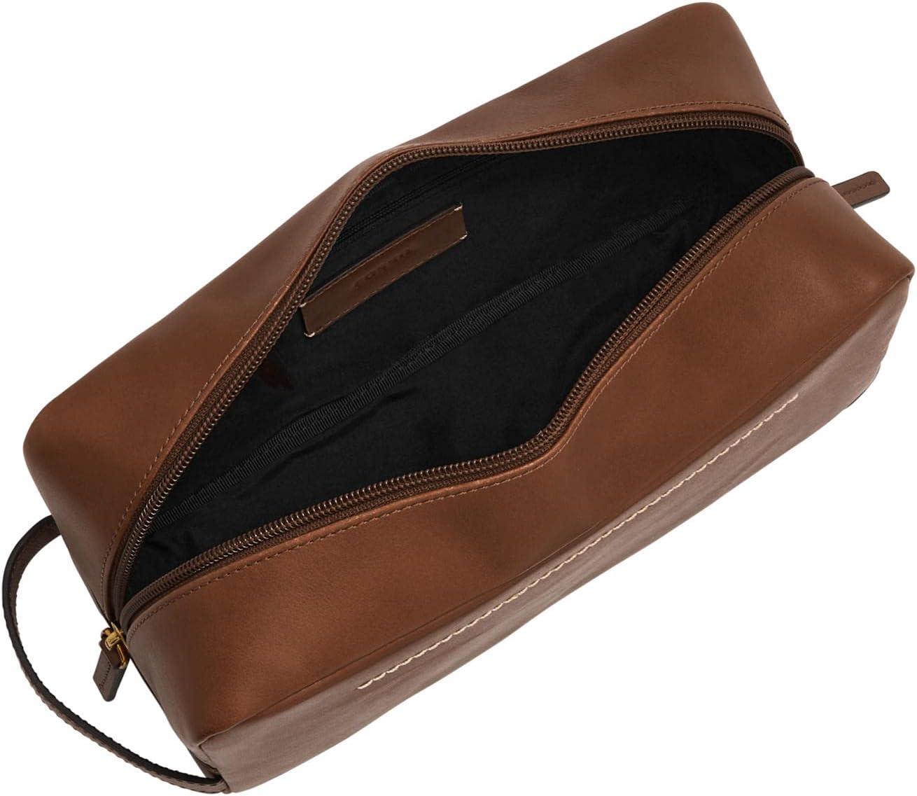 imageFossil Mens Leather Travel Shave Dopp KitWestover Brown