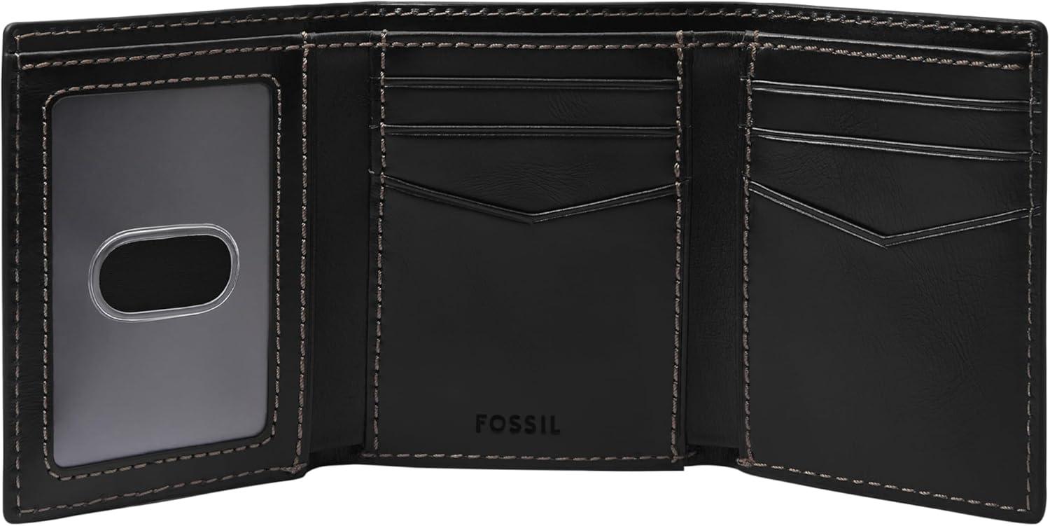 imageFossil Mens Leather Trifold Wallet for MenHayes Black