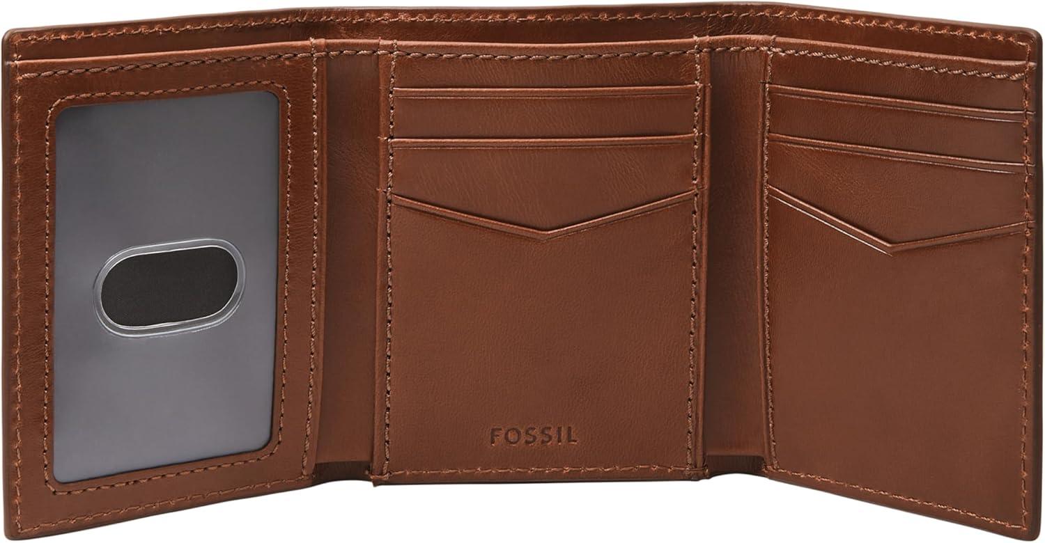 imageFossil Mens Leather Trifold Wallet for MenHayes Brown