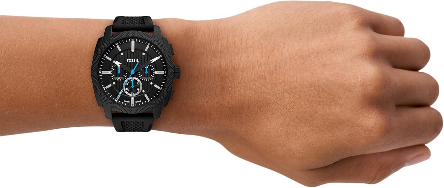 imageFossil Mens Machine Chronograph Stainless Steel WatchBlack Silicone