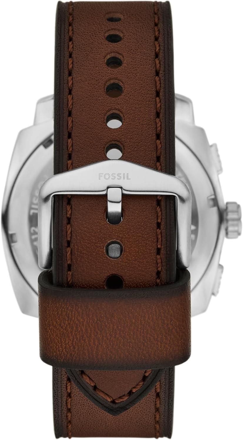 imageFossil Mens Machine Chronograph Stainless Steel WatchBrown LeatherSilverGreen