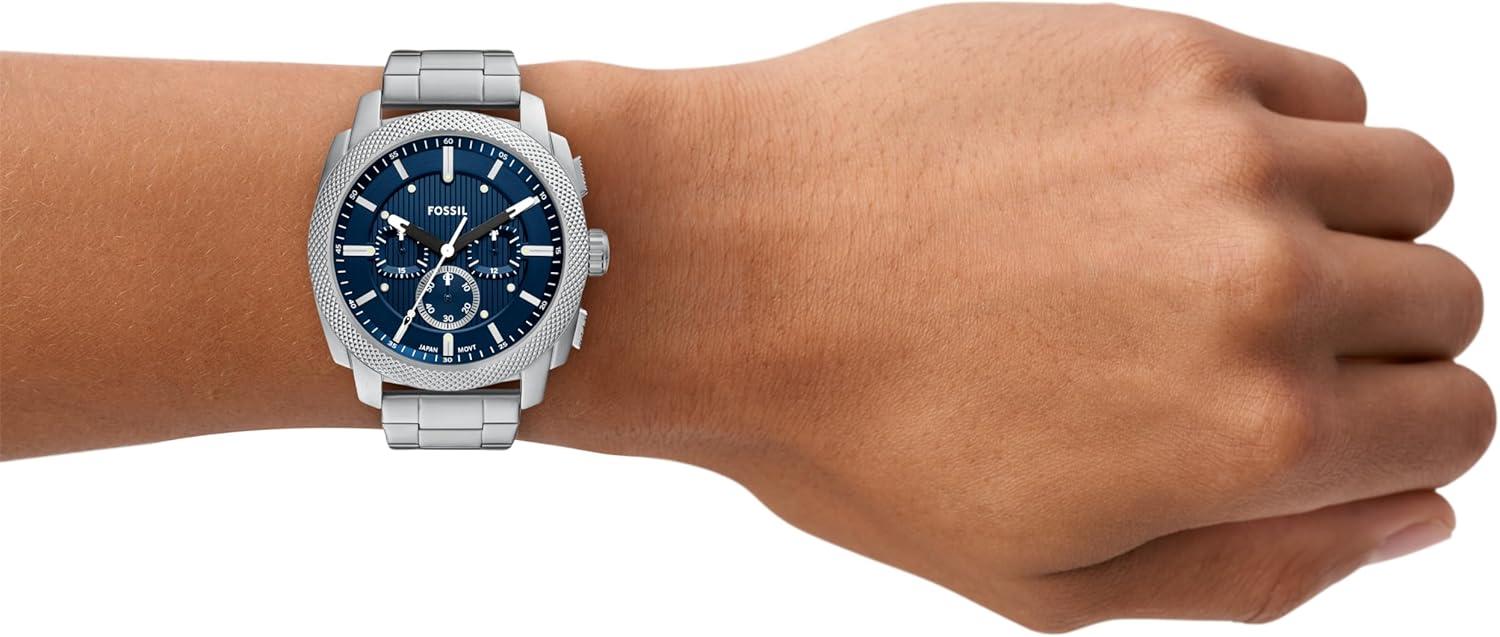 imageFossil Mens Machine Chronograph Stainless Steel WatchSilverBlue