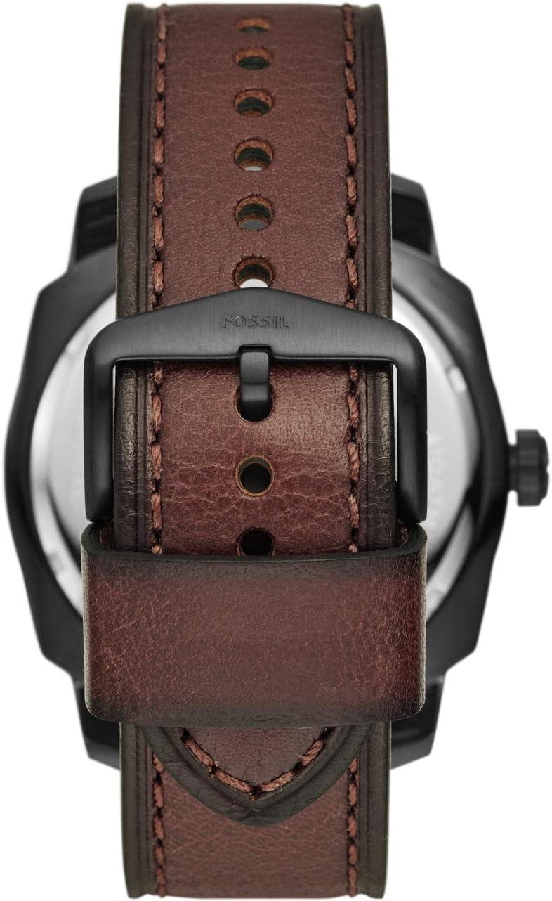 imageFossil Mens Machine Quartz Stainless Steel ThreeHand Watch49mm BlackBrown