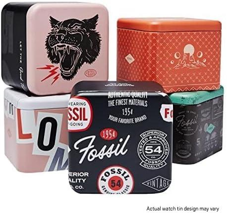 imageFossil Mens Machine Quartz Stainless Steel ThreeHand WatchBlack  Dark Brown