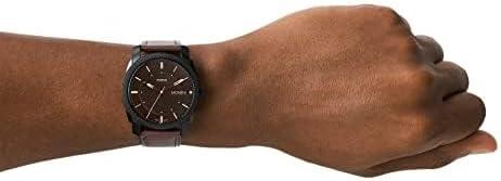 imageFossil Mens Machine Quartz Stainless Steel ThreeHand WatchBlack  Dark Brown