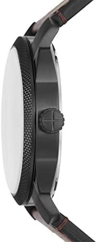 imageFossil Mens Machine Quartz Stainless Steel ThreeHand WatchBlack  Dark Brown