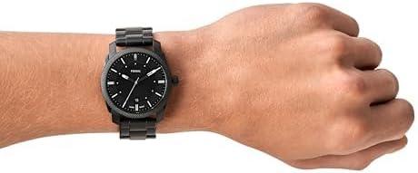 imageFossil Mens Machine Quartz Stainless Steel ThreeHand WatchBlack Bracelet