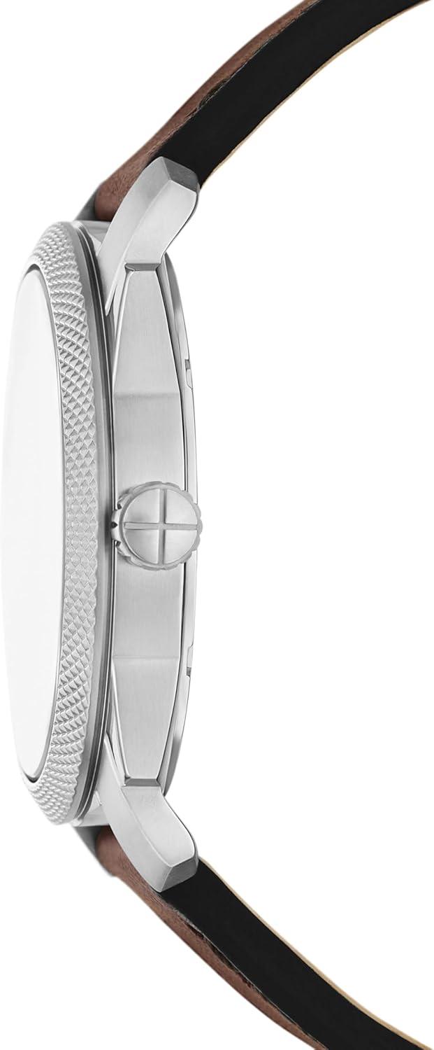 imageFossil Mens Machine Quartz Stainless Steel ThreeHand WatchBrown LeatherSilverGreen