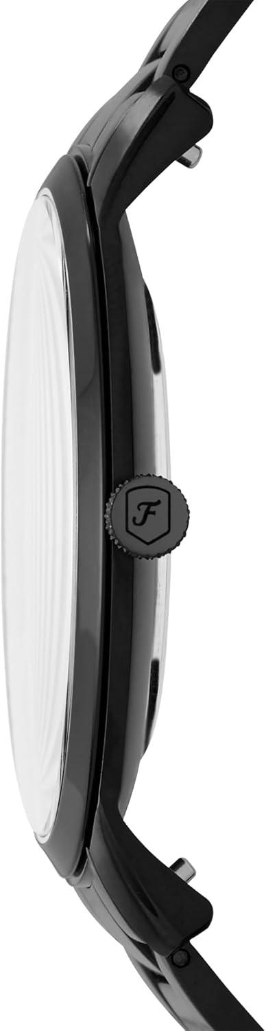 imageFossil Mens Minimalist Quartz Stainless Steel and Leather ThreeHand WatchBlack Bracelet