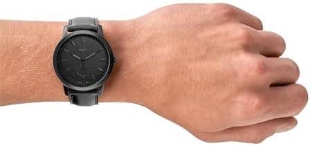 imageFossil Mens Minimalist Quartz Stainless Steel and Leather ThreeHand WatchBlack Leather
