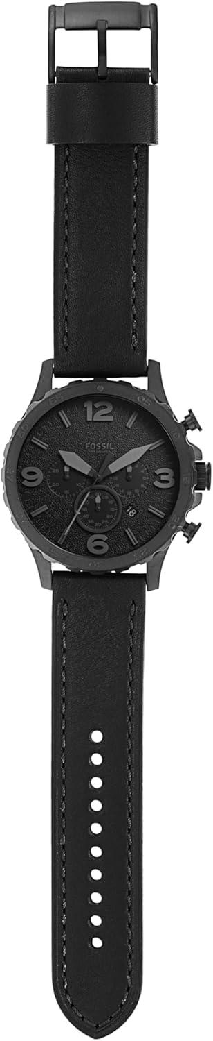 imageFossil Mens Nate Quartz Stainless Steel Chronograph WatchBlack Leather