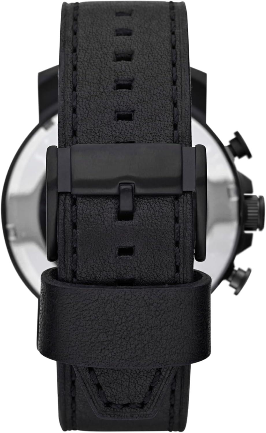 imageFossil Mens Nate Quartz Stainless Steel Chronograph WatchBlack Leather