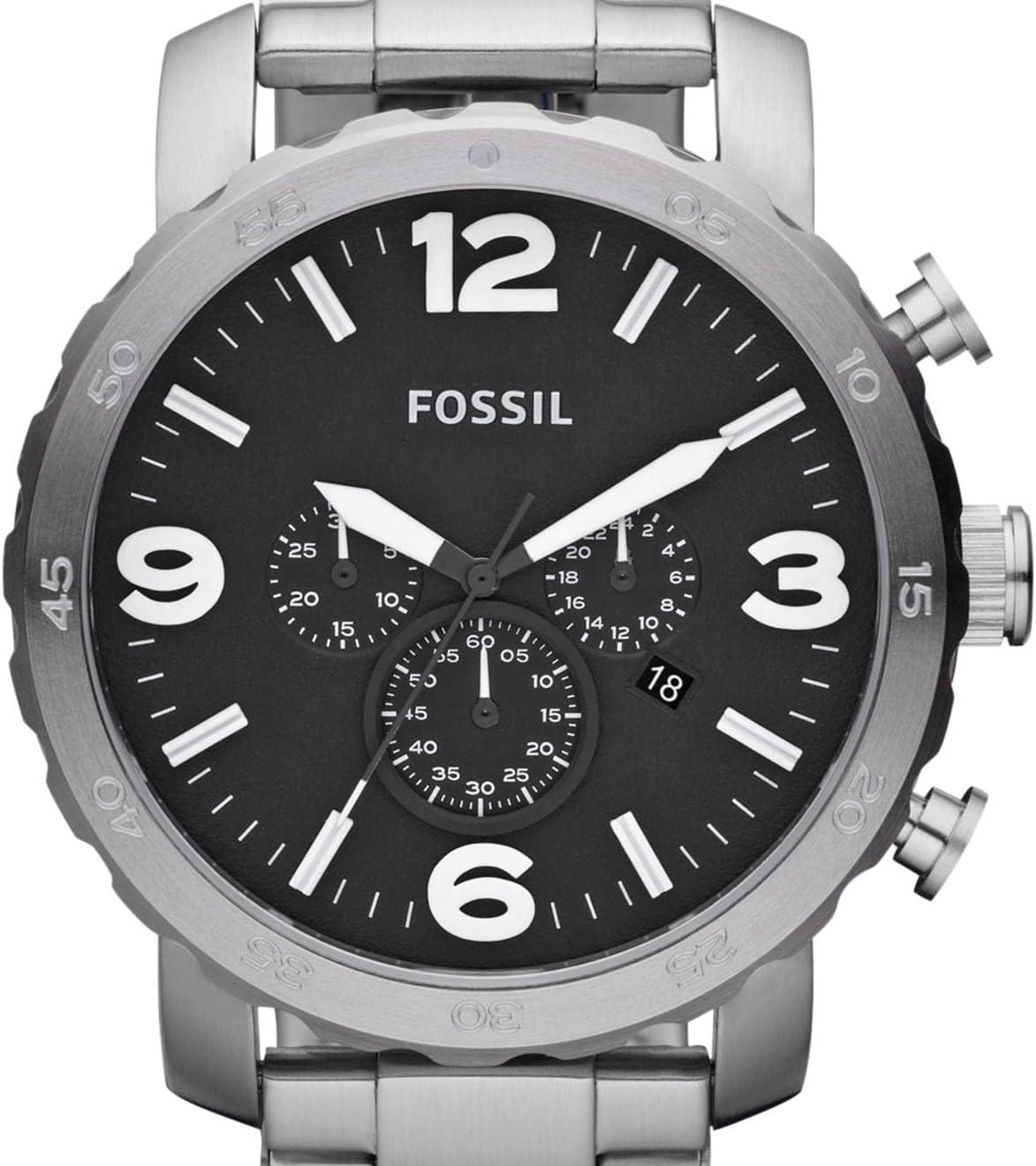 imageFossil Mens Nate Quartz Stainless Steel Chronograph WatchSilver