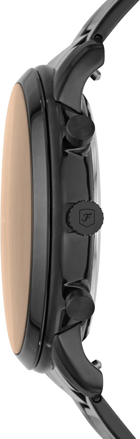 imageFossil Mens Neutra Quartz Stainless Steel and Leather Chronograph WatchBlack  Brown Dial