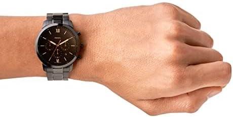 imageFossil Mens Neutra Quartz Stainless Steel and Leather Chronograph WatchBlack  Brown Dial