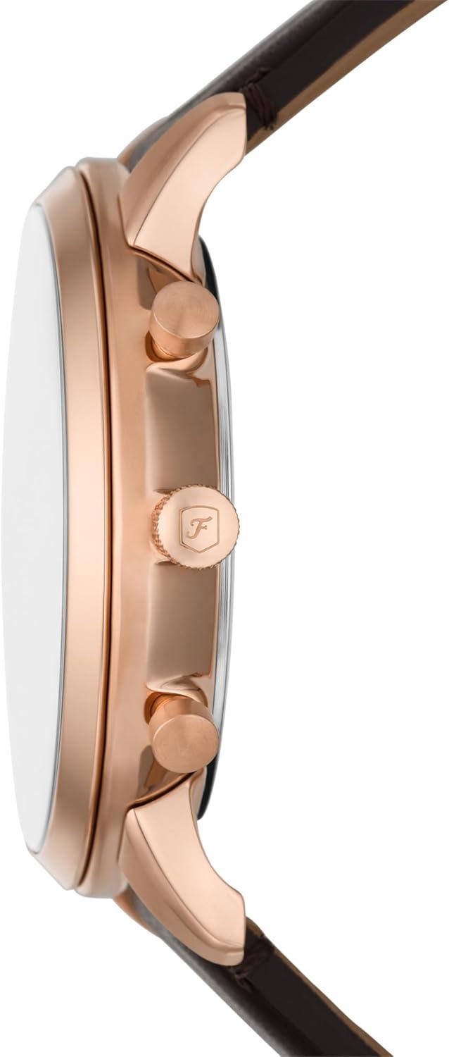 imageFossil Mens Neutra Quartz Stainless Steel and Leather Chronograph WatchBrown LeatherRose GoldGreen