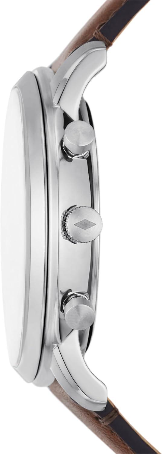 imageFossil Mens Neutra Quartz Stainless Steel and Leather Chronograph WatchBrown LeatherSilver Arabic Numerals