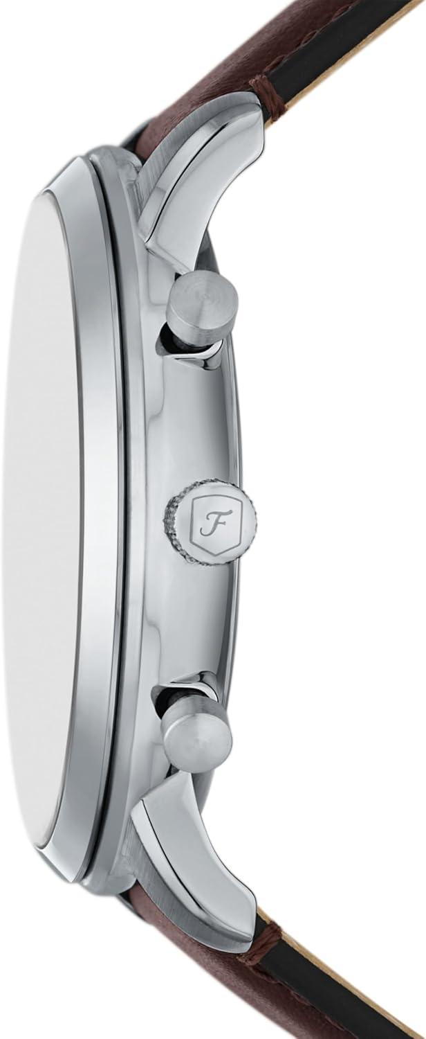 imageFossil Mens Neutra Quartz Stainless Steel and Leather Chronograph WatchBrown LeatherSilverIce Blue