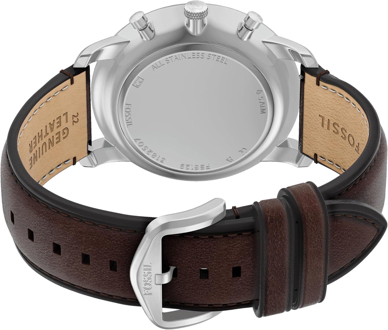 imageFossil Mens Neutra Quartz Stainless Steel and Leather Chronograph WatchBrownSilverGunmetal