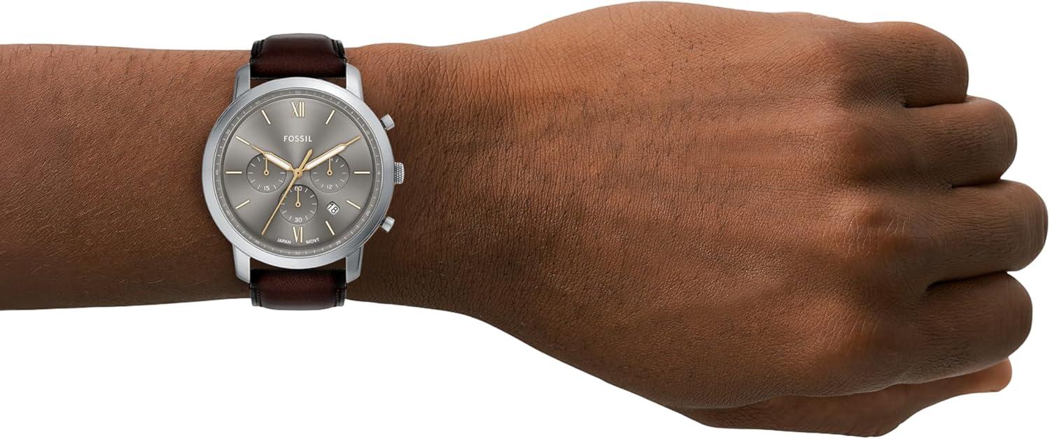imageFossil Mens Neutra Quartz Stainless Steel and Leather Chronograph WatchBrownSilverGunmetal