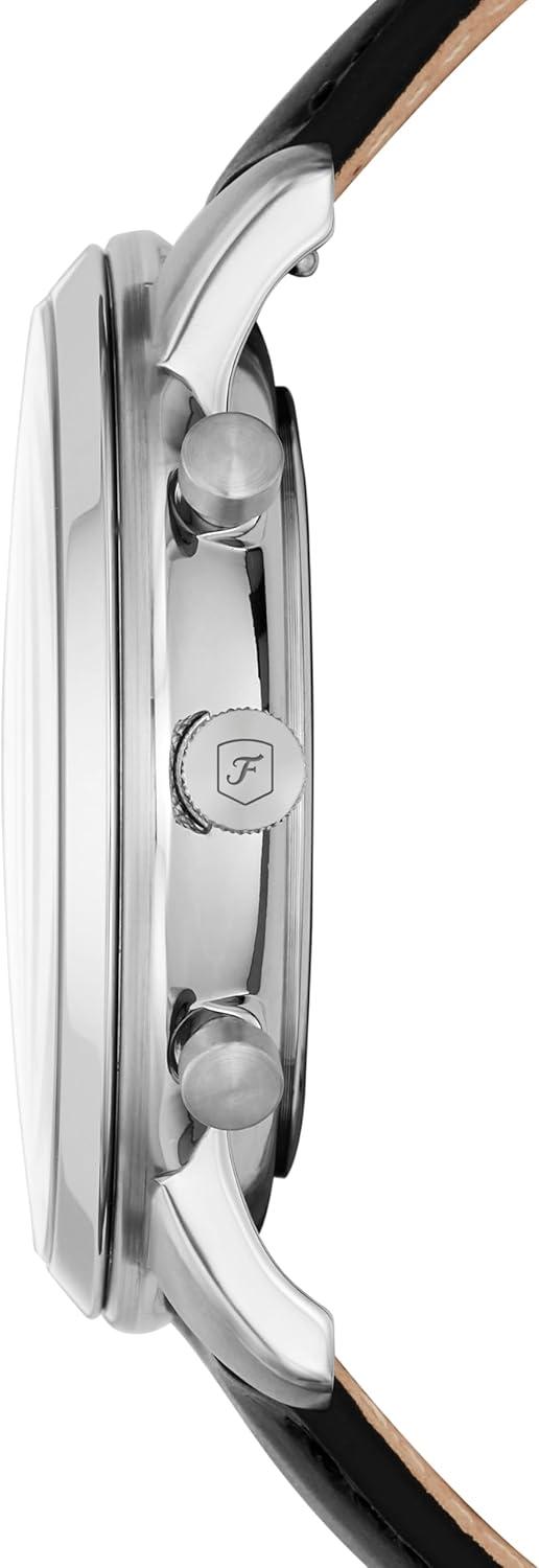 imageFossil Mens Neutra Quartz Stainless Steel and Leather Chronograph WatchSilver  Black