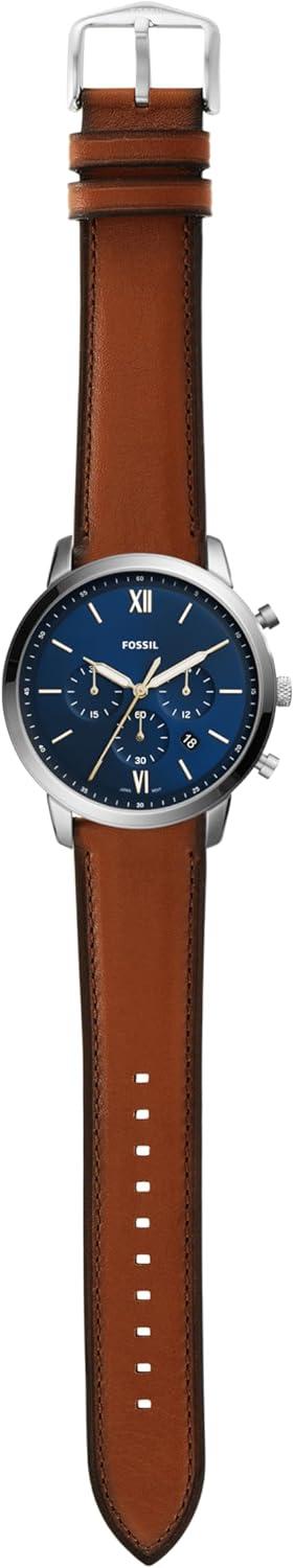 imageFossil Mens Neutra Quartz Stainless Steel and Leather Chronograph WatchSilver  Brown Bracelet Set