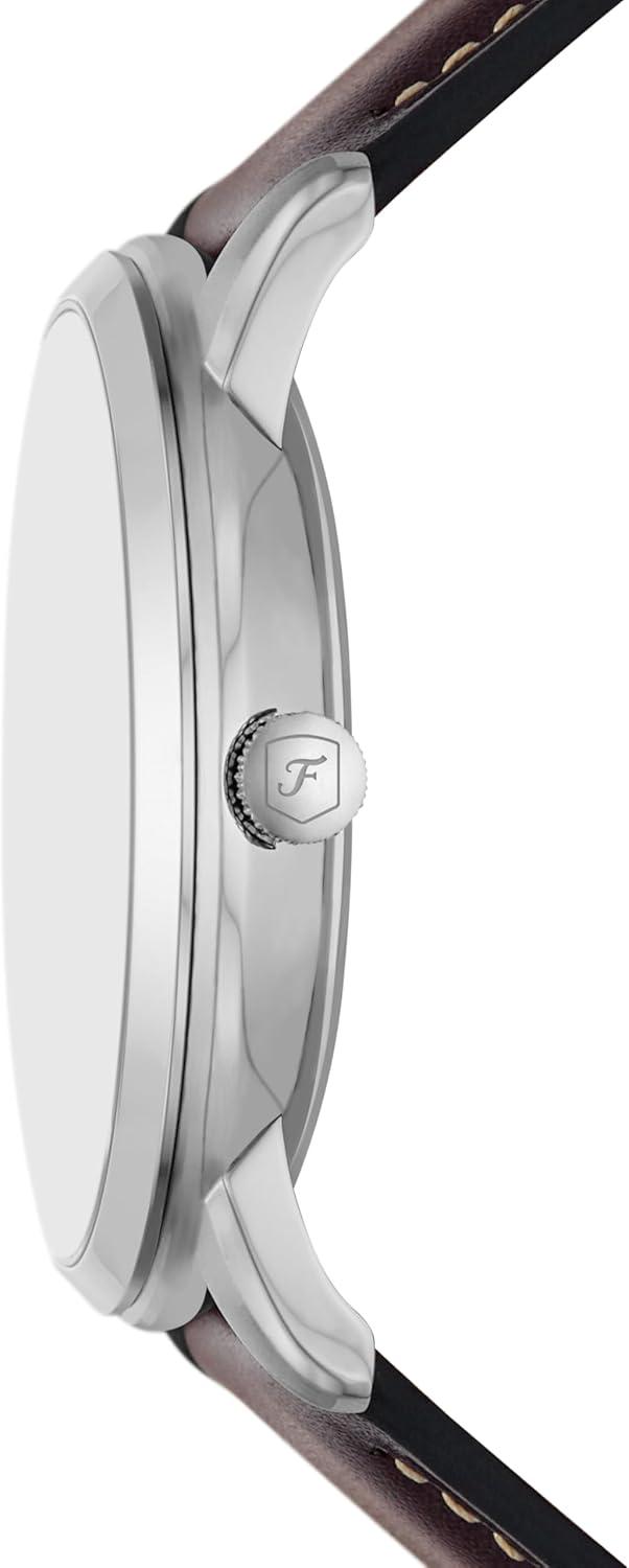 imageFossil Mens Neutra Quartz Stainless Steel and Leather Chronograph WatchSilver  Brown Moonphase