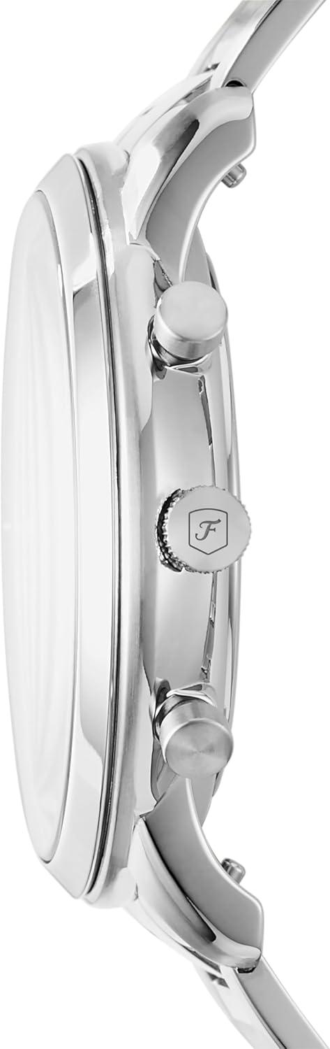 imageFossil Mens Neutra Quartz Stainless Steel and Leather Chronograph WatchSilverBlack Dial