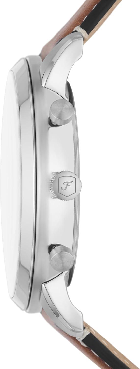 imageFossil Mens Neutra Quartz Stainless Steel and Leather Chronograph WatchSilverGreen  Brown