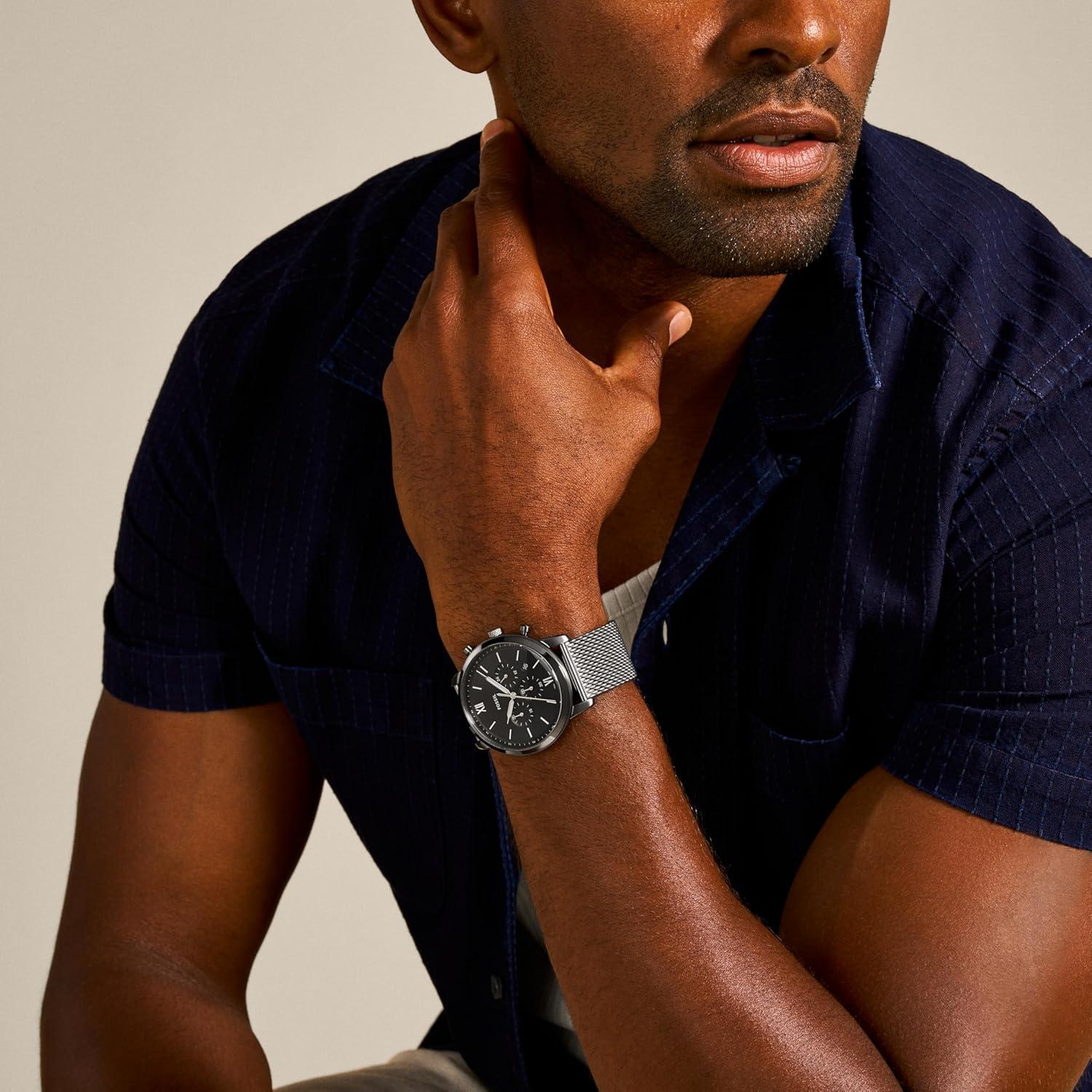 imageFossil Mens Neutra Quartz Stainless Steel and Leather Chronograph WatchSmoke