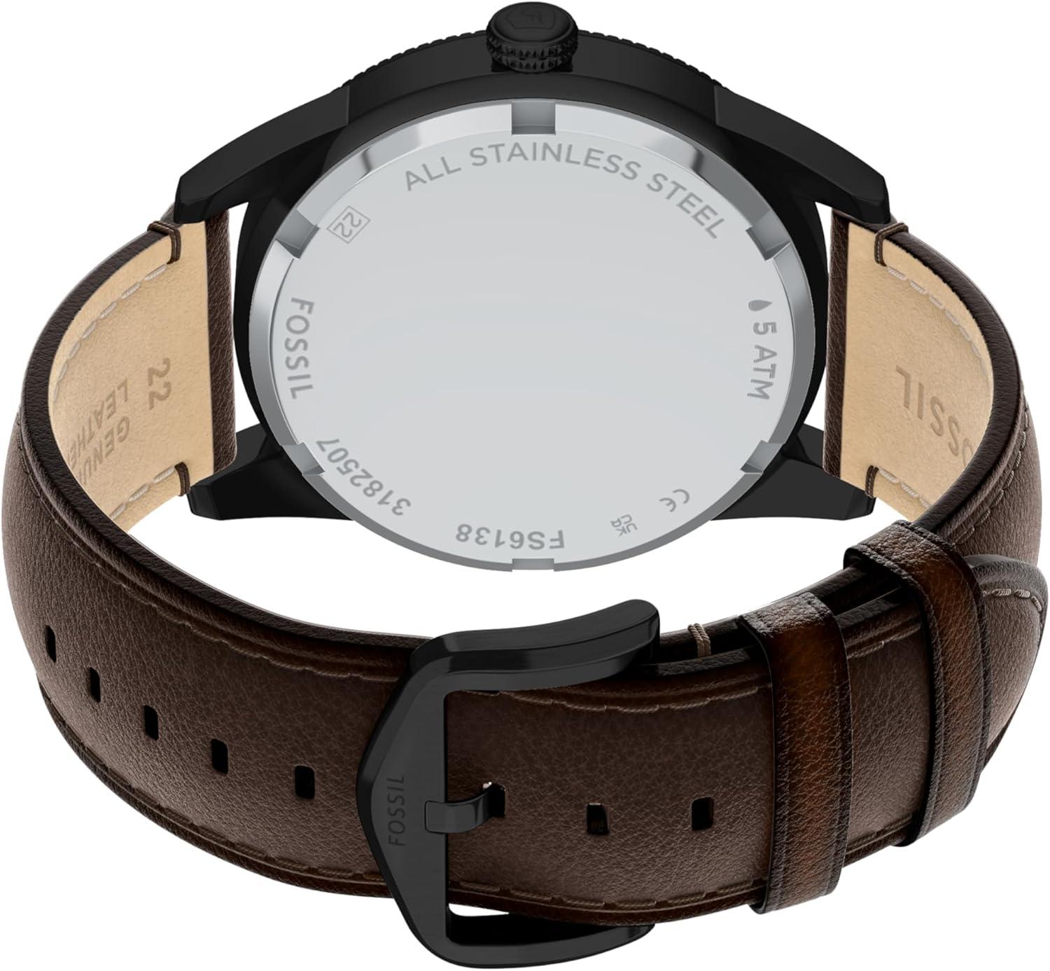 imageFossil Mens Pearson Multifunction Stainless Steel WatchBrownBlack