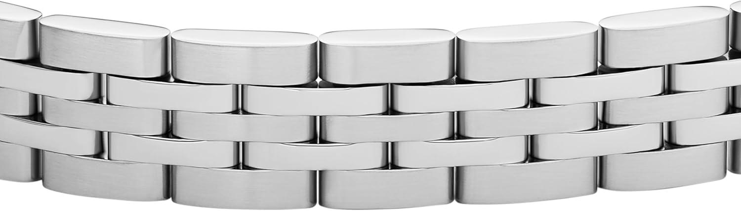 imageFossil Mens Plated Stainless Steel Engravable Personalized Gift ID Chain or Cuff Bracelet for MenArden Silver Chain
