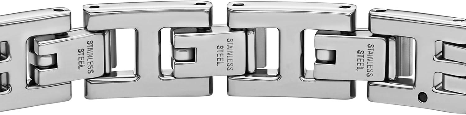 imageFossil Mens Plated Stainless Steel Engravable Personalized Gift ID Chain or Cuff Bracelet for MenArden Silver Chain
