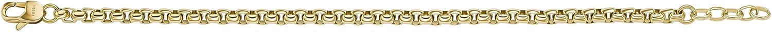 imageFossil Mens Plated Stainless Steel Engravable Personalized Gift ID Chain or Cuff Bracelet for MenGold Box Chain